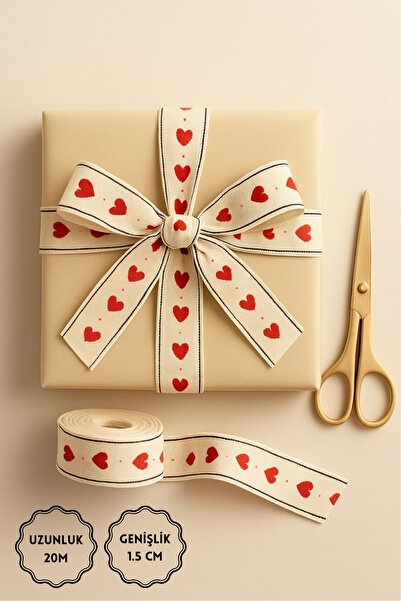 Bimotif Бавовняна стрічка, серце, 1,5 см, 20 метрів