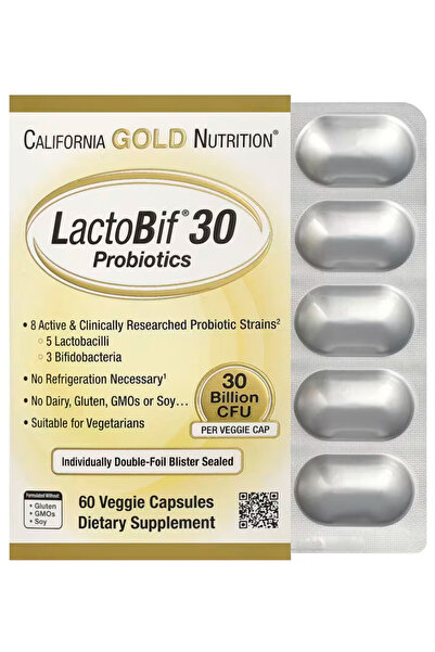 California Gold Nutrition , LactoBif 30 Probiotics, 30 Billion CFU, 60 Veggie...