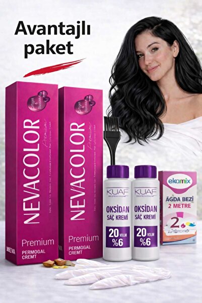 Neva Color Nevacolor Saç Boyası No:5 Açık Kahve 2 Adet Oksidan 20 Volume 2 Adet