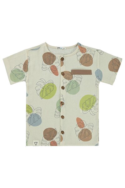 Civil Boys Yaprak Patterned 6-9 Years Old Shirt - Ecru 8-9 Years Old