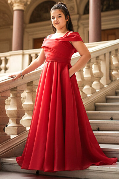 SUBU TASARIM Детска вечерна рокля за абитуриентски бал с еластични презрамки ...