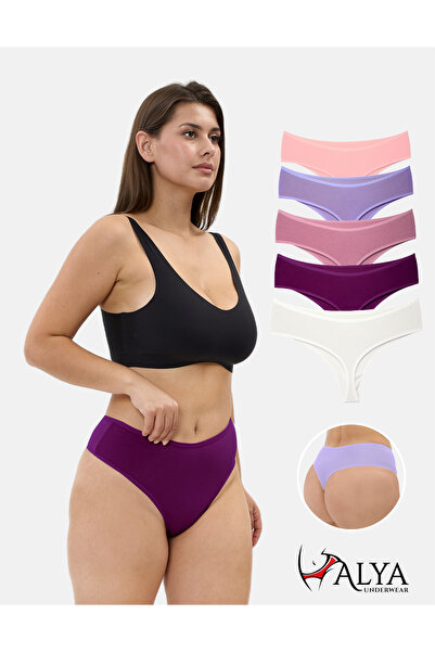 ALYA UNDERWEAR Γυναικεία ψηλόμεση, συλλογή, στρινγκ σλιπ - Συσκευασία 5 φούξι...