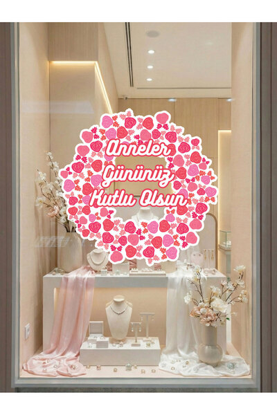 New Jargon Αυτοκόλλητο με γυάλινη βιτρίνα Happy Mother's Day με τριαντάφυλλο ...