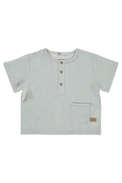 Civil Boys Pleated Skirt Hem Pocketed 2-5 Years Old Shirt - Blue 5-6 Years Old