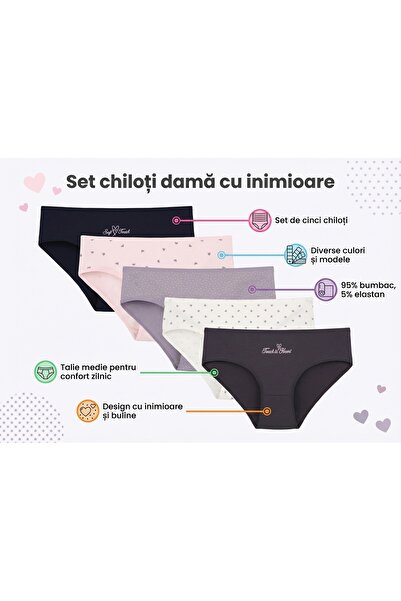 Donella Set de 5 chiloți, 3181B40, bumbac, Donella-L INTL