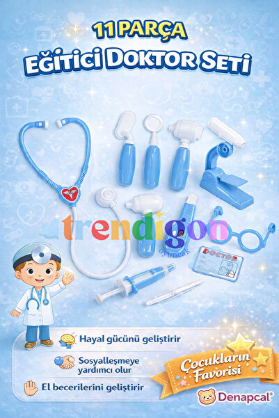 DENAPCAL Doktor Seti Oyuncak 11 Parça Eğitici Çocuk Doktor Oyuncak Seti – Rol...