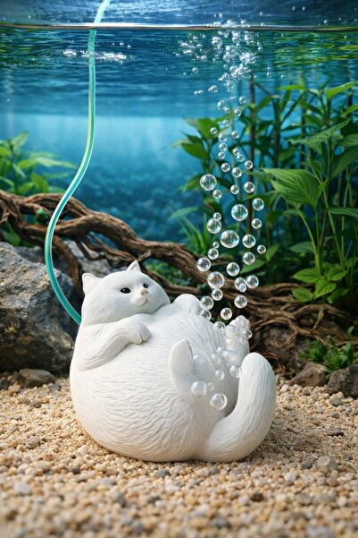 MD×JOA Akvaryum Hava Taşı Kedi Şeklinde (MiniBoy) Hava Taşı Her Türlü Akvaryu...