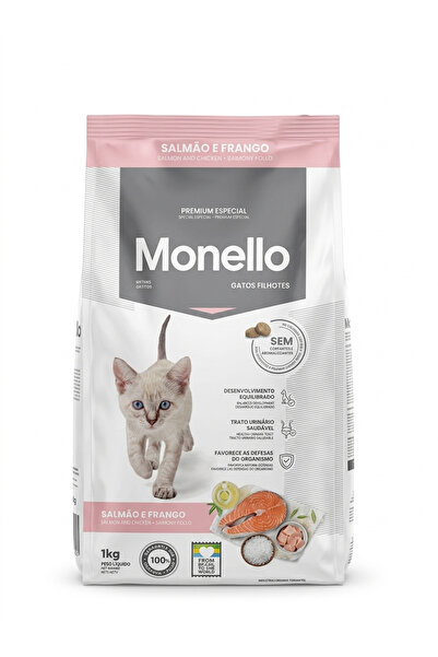 Monello طعام جاف للقطط الصغيرة - سمك السلمون والدجاج، 1 كجم