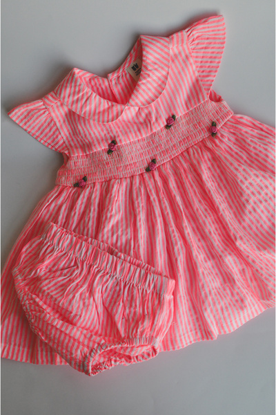 ToffyHouse Baby Girl Pink Stripe Dress with Bloomers