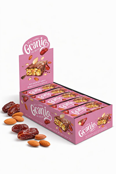GRANIO Sütlü Çikolata Kaplamalı Yulaf Ezmeli Bademli Hurmalı Tahıl Bar 40 gr ...