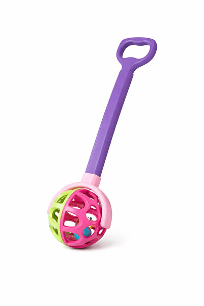 OEM Roata de Impins din Plastic cu Maner Extensibil Mov Roz 61cm