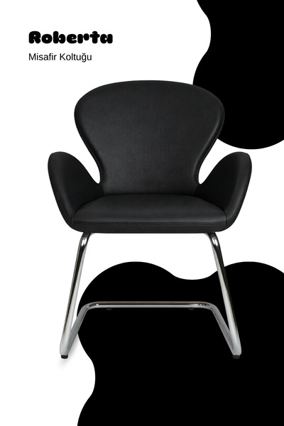 Bürocci Roberta Kromajlı Z Ayaklı Misafir Koltuğu-siyah Deri-2069j0101