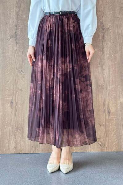 Şulemoda Giyim Belt Dty Chiffon Skirt Brown