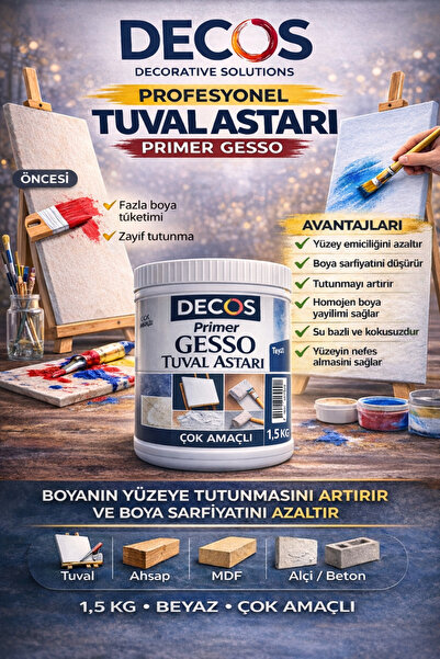 DECOS Prımer Gesso 1 Kg - Tuval Mdf Ve Sanatsal Obje Astarı