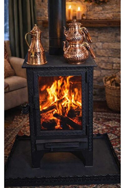 Türütoğlu Kuzine Şömine Türüt Kuzine Elevit Model Mini Şömine- Camlı - Odun V...