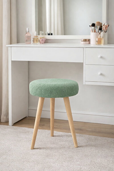 MervishDecor Ahşap Ayak Dekoratif Puf Tabure Bench Koltuk Sandalye