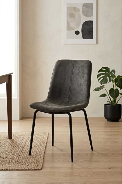 Arnohome Modern velvet dining chair with black metal legs