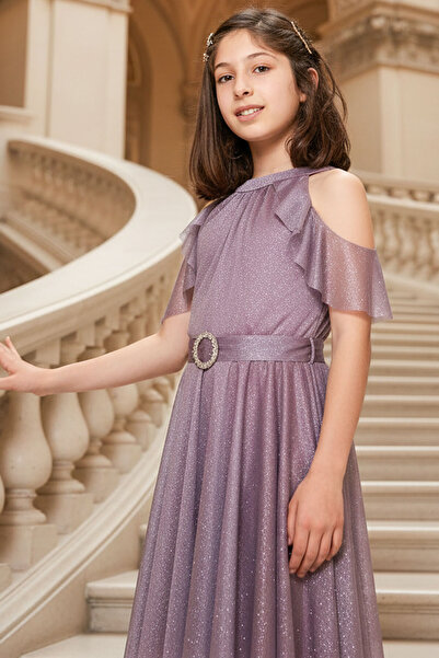 SUBU TASARIM Rochie De Seara Copii Tulle Glittery Liliac Mdv310