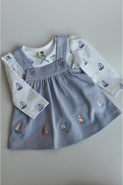 ToffyHouse Baby Girl Sailboat Print Dress with Long Sleeve Top