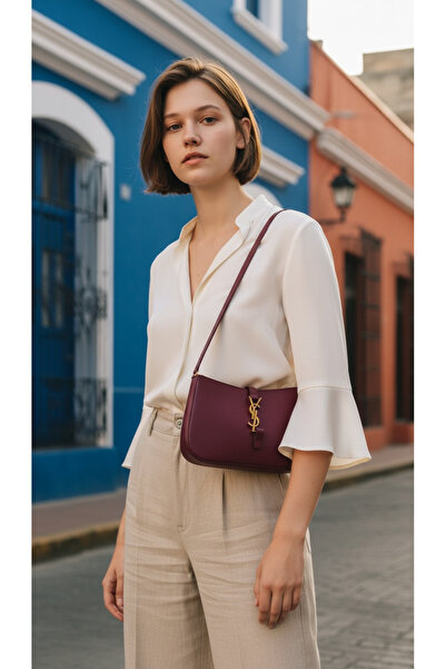 Mimoza Accessories حقيبة كتف باللون العنابي