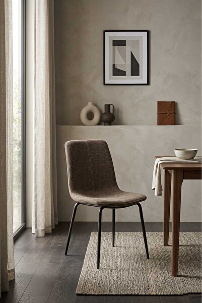 Arnohome Modern velvet dining chair with black metal legs