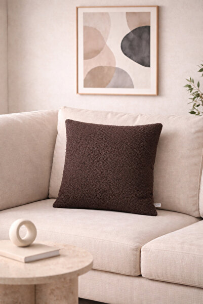 Typoniq بريميوم أودين بوكلي منسوج بني غطاء وسادة (43x43 سم)