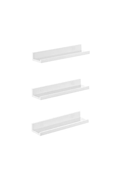 SONGMICS Set de 3 rafturi de perete, PAL, alb, 10 x 38 x 5/2 cm