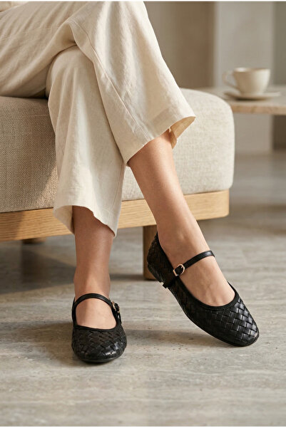 LORENN SHOES Βιολετί Μαύρο Ματ Πλεκτό Με σχέδιο Χρυσή Λεπτομέρεια Αγκράφας Επ...