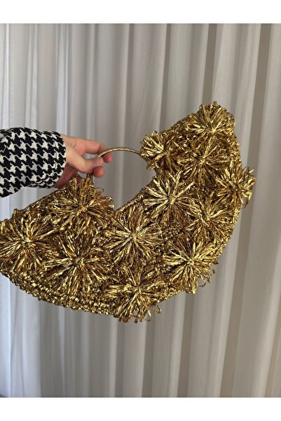 symaslandesign Metalik Hasır Çanta, Özel gün,parti, düğün, nişan, kına, çantası