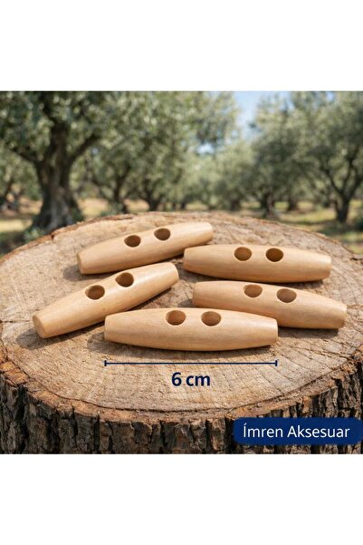 İMREN AKSESUAR Ahsap Çoban Düğme 6 Cm 1 Paket 6 Adet