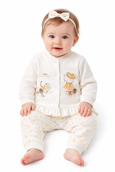 Hoppidik Yaldızlı Baskı Sim İpli Fırfırlı Önden Çıtçıtlı 2'li Kız Pijama Takımı