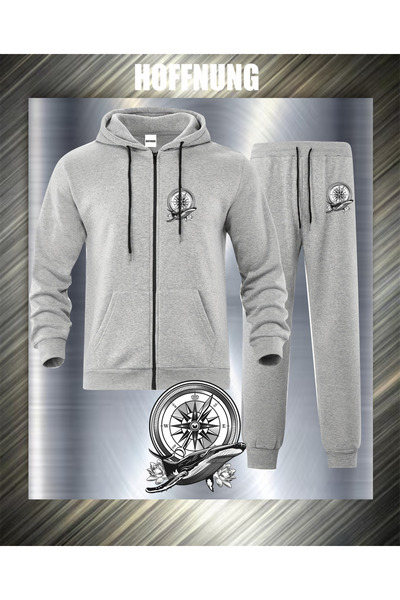 HOFFNUNG Set de trening unisex cu fermoar complet ANCHOR AND COMPASS cu glugă...