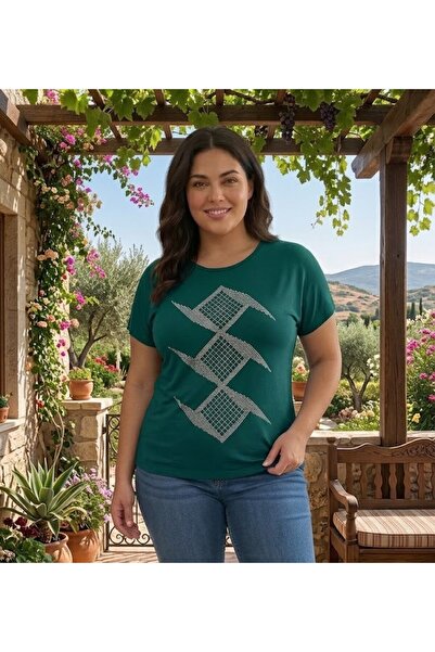 elma abone New Season Women's Low-Sleeve Stone-Embellished Combed Cotton Blouse