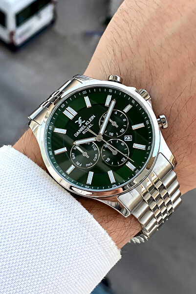 Daniel Klein %100 Orijinal Gümüş Çelik Kordon Yeşil Kadran Fonksiyonlar Aktif...