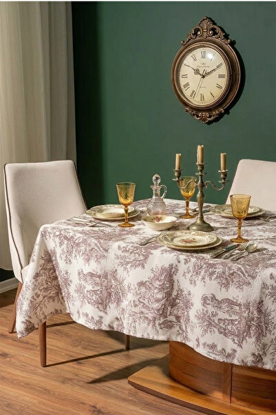 Alseko Concept Kahverengi İngiliz Köylüler Desenli Masa Örtüsü