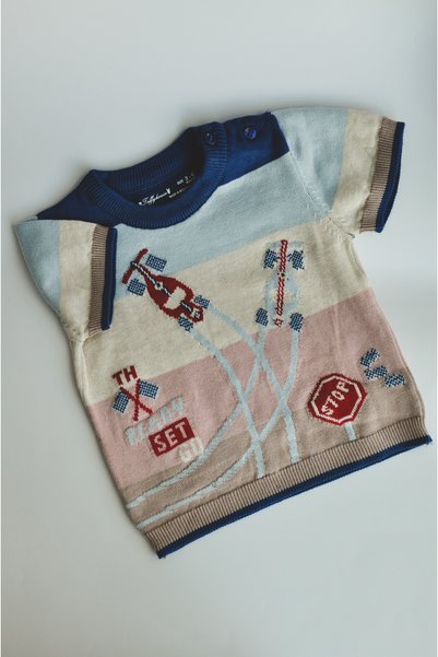 ToffyHouse Baby Boys Race Car Knit Top and Blue Shorts Set