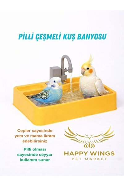 MOD10 Pilli Çeşmeli Kuş Banyosu Sarı