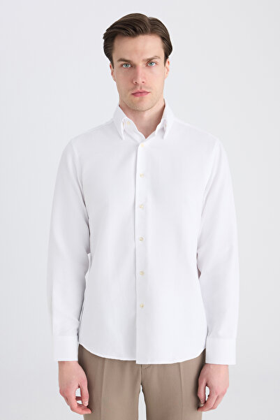 D'S Damat Ds Damat Regular Fit White Dobby Shirt