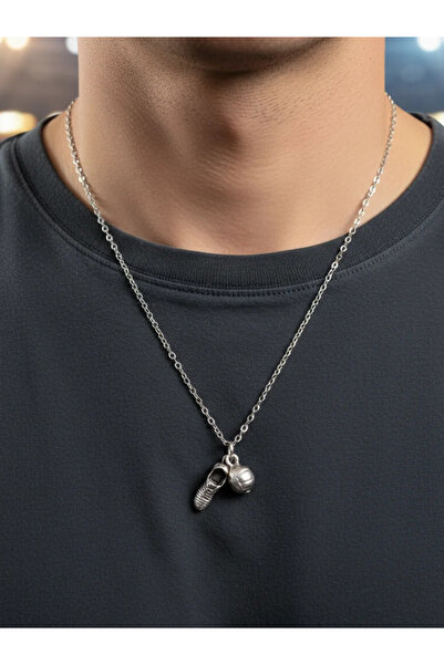 Alooya Futbol - Krampon - Top Gümüş Kaplama Düz Zincir Kolye