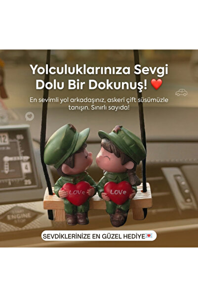 sudora Romantik Çift Araba Aksesuarı – I Love You Yazılı Dekoratif Figür - 5 cm