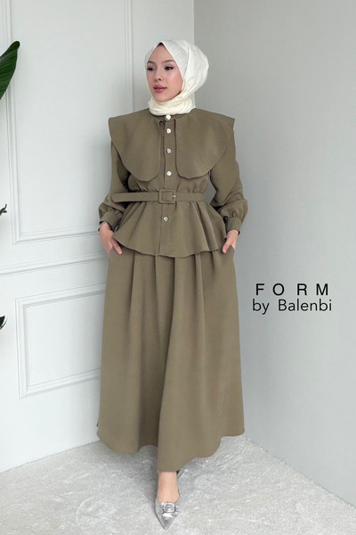 Balenbi Comfortable Cut Belt Detailed Hijab Women's Skirt Suit 1167 – Form Se...