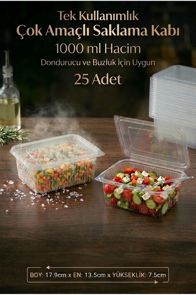 YOK YOK AMBALAJ Kullan At Tek Kullanımlık Plastik Sızdırmaz Kapaklı Kap Kase ...