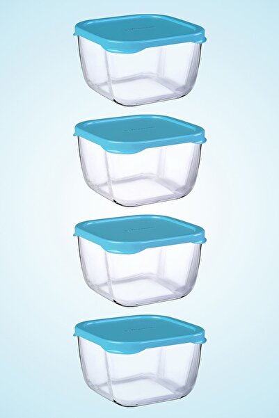 Paşabahçe Mavi Kapaklı 4'lü Snowbox Saklama Kabı Takımı - 275cc