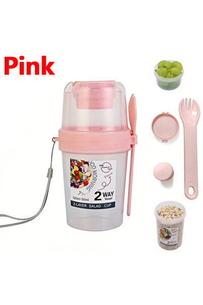 Choice أكواب إفطار وردية سعة 800 مل، كوب سلطة للوجبات الخفيفة، وجبة خفيفة من ...