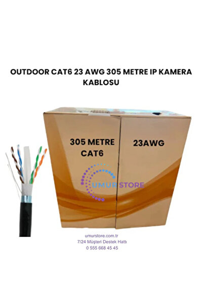 Herz Cat6 305 mt Dış Mekan 23 Awg Outdoor Ip Kamera Kablosu