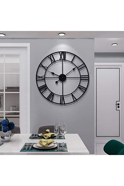 Arabest ساعة حائط معدنية كبيرة 50 سم، بتصميم أرقام رومانية دائرية، شبه صامتة ...