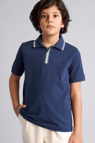 DeFacto Tricou cu mânecă scurtă din piqué cu guler polo pentru băieți D9253A8...