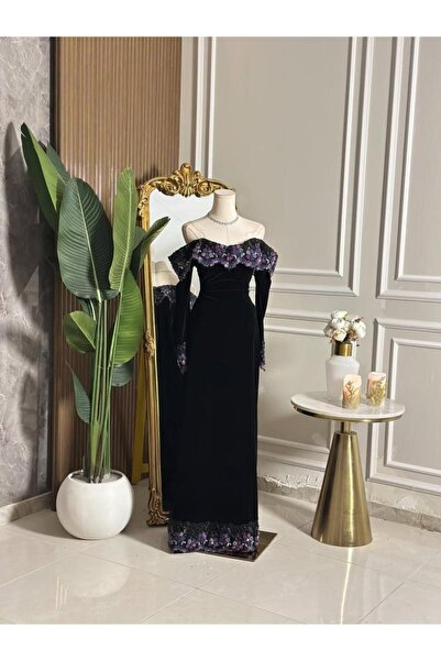 vanus fashion 6860 - فستان سهرة طويل مخملي