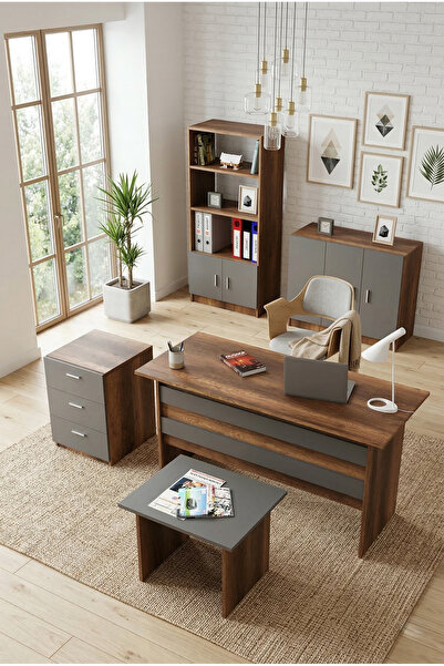 Robin Home Verona Abcde Ofis Büro Masa Takımı Makam Takımı Barok Antrasit