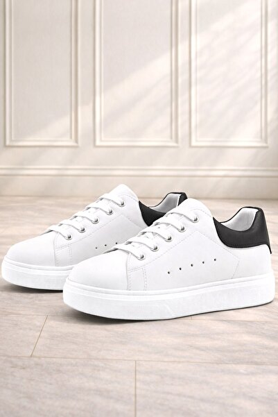 Rakerplus White Leather Laced Lightweight Sole Children's Sports Shoes